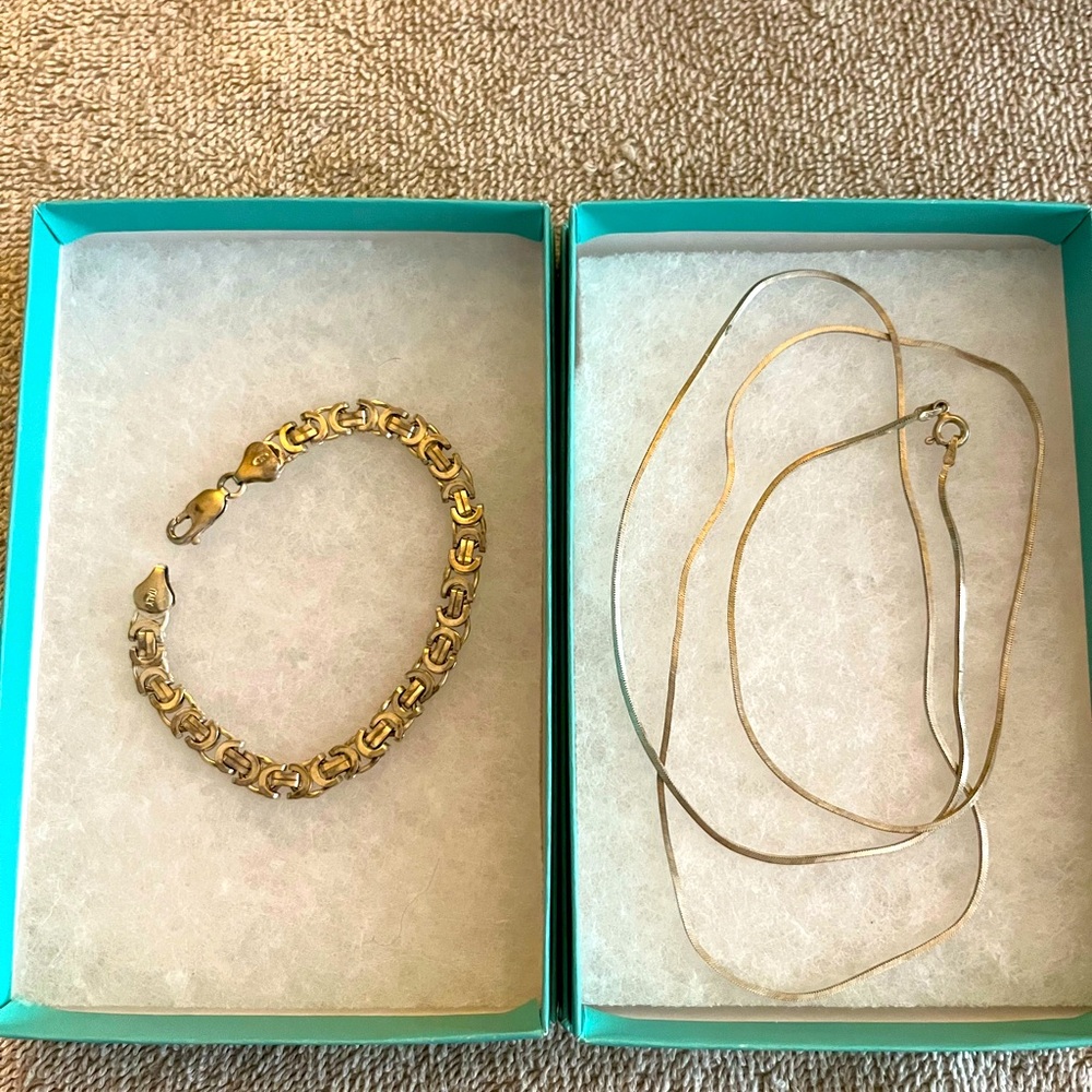Sterling silver necklace, 15” long & bracelet